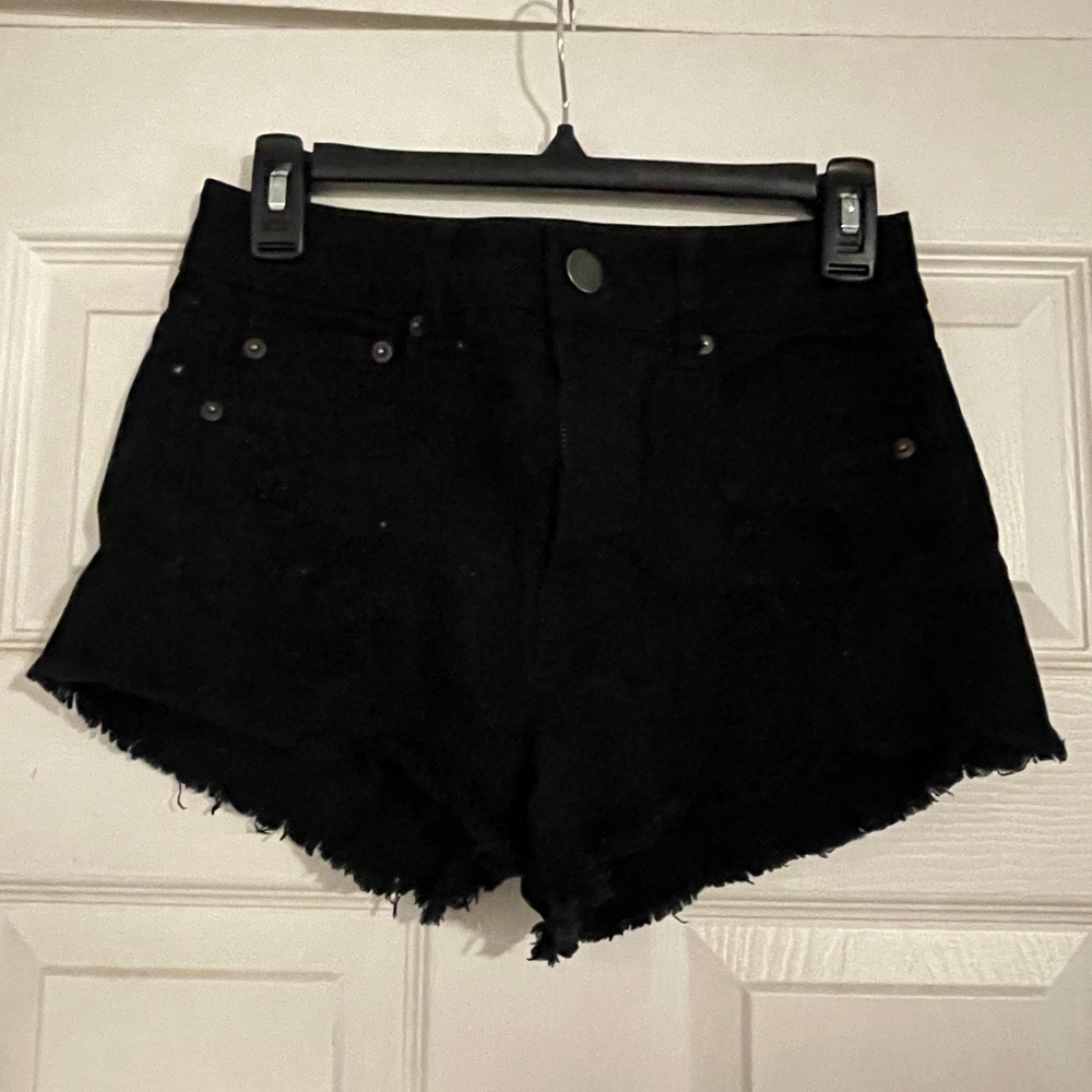 Black Denim Shorts Distressed Size 4